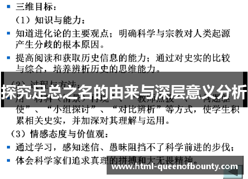 探究足总之名的由来与深层意义分析